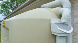 A large rainwater collection tank.