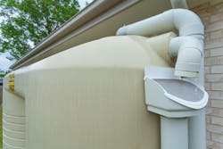 A large rainwater collection tank. A large rainwater collection tank.