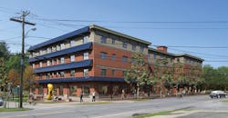 3d rendering of the finishd building with landscaping in place. 3d rendering of the finishd building with landscaping in place.