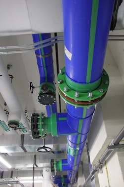 Aquatherm pipe in sizes up to 14-in. was used for the chilled and domestic water at Bozeman Health Hospital’s new ICU tower. Aquatherm pipe in sizes up to 14-in. was used for the chilled and domestic water at Bozeman Health Hospital’s new ICU tower.
