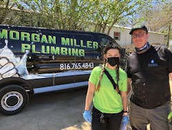 Morgan Miller Plumbing’s Tosha Everhart and Jeff Morgan drove donated plumbing materials to Dilley, Texas. Morgan Miller Plumbing’s Tosha Everhart and Jeff Morgan drove donated plumbing materials to Dilley, Texas.