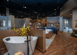 The showroom is designed to help customers visualize the products in their homes.