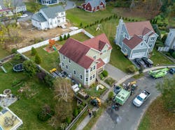 Overhead view of a geothermal excavation. Overhead view of a geothermal excavation.