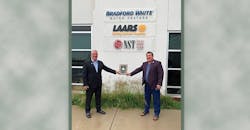Ralph Suppa (left), president and general manager of the Canadian Institute of Plumbing & Heating, presents the inaugural Golden Leaf Award to Mark Williamson, director of sales and marketing for Bradford White Canada. Ralph Suppa (left), president and general manager of the Canadian Institute of Plumbing & Heating, presents the inaugural Golden Leaf Award to Mark Williamson, director of sales and marketing for Bradford White Canada.