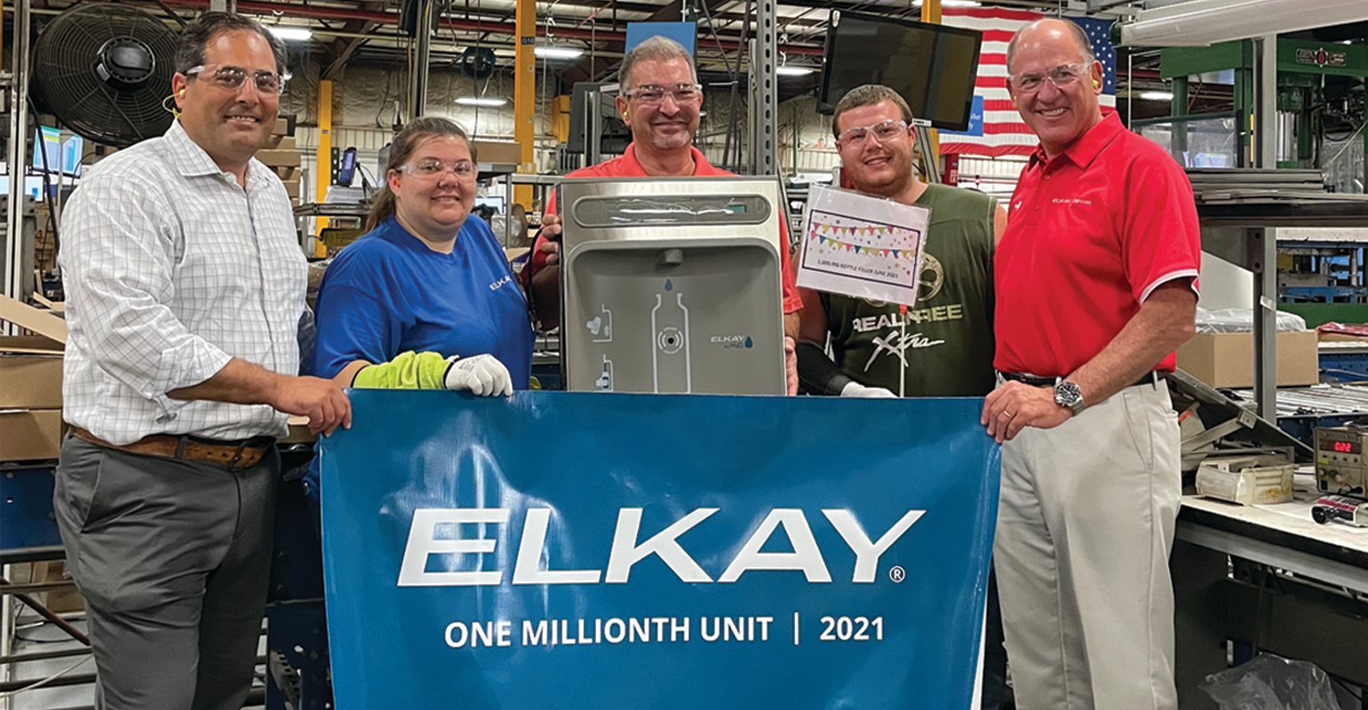 Part of the Elkay team celebrating their one millionth unit at the company's Downers Grove, IL facility.