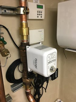 FloLogic System with all components installed. The valve can be oriented in any direction to follow the proper pipe flow path. FloLogic System with all components installed. The valve can be oriented in any direction to follow the proper pipe flow path.