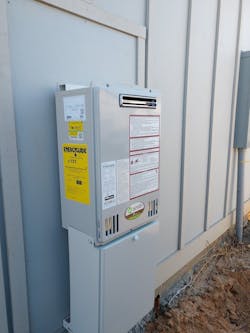 One of the tankless units installed.
