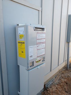 One of the tankless units installed. One of the tankless units installed.