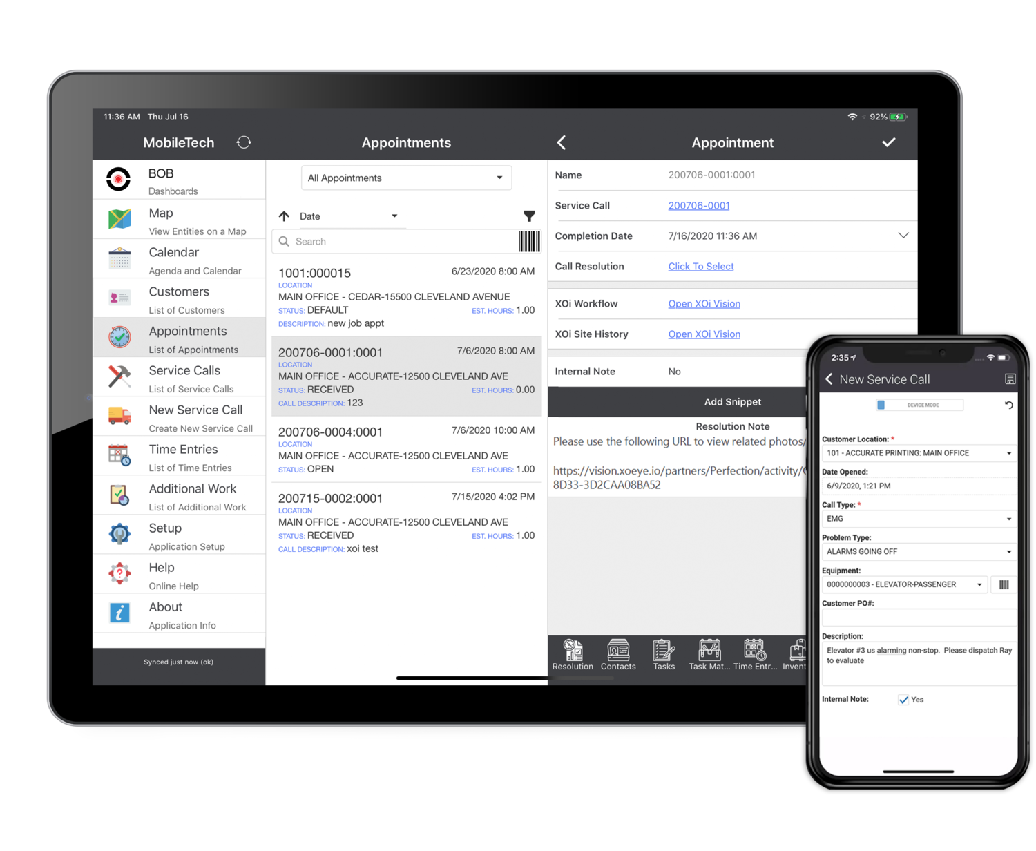 The MobileTech dashboard.