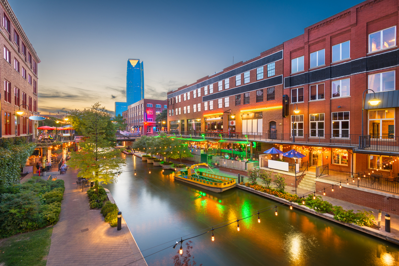 Bricktown in Oklahoma City, Oklahoma.