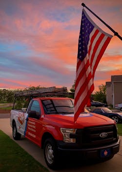 Pic Of Truck In Sunset American Flag