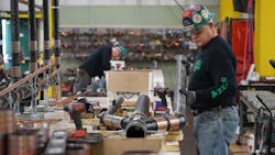 Working in the prefab shop allowed E. M. Duggan workers to easily socially distance during the pandemic. Working in the prefab shop allowed E. M. Duggan workers to easily socially distance during the pandemic.