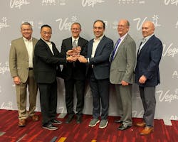 The Danfoss team accepting the 2022 Product of the Year Award. The Danfoss team accepting the 2022 Product of the Year Award.