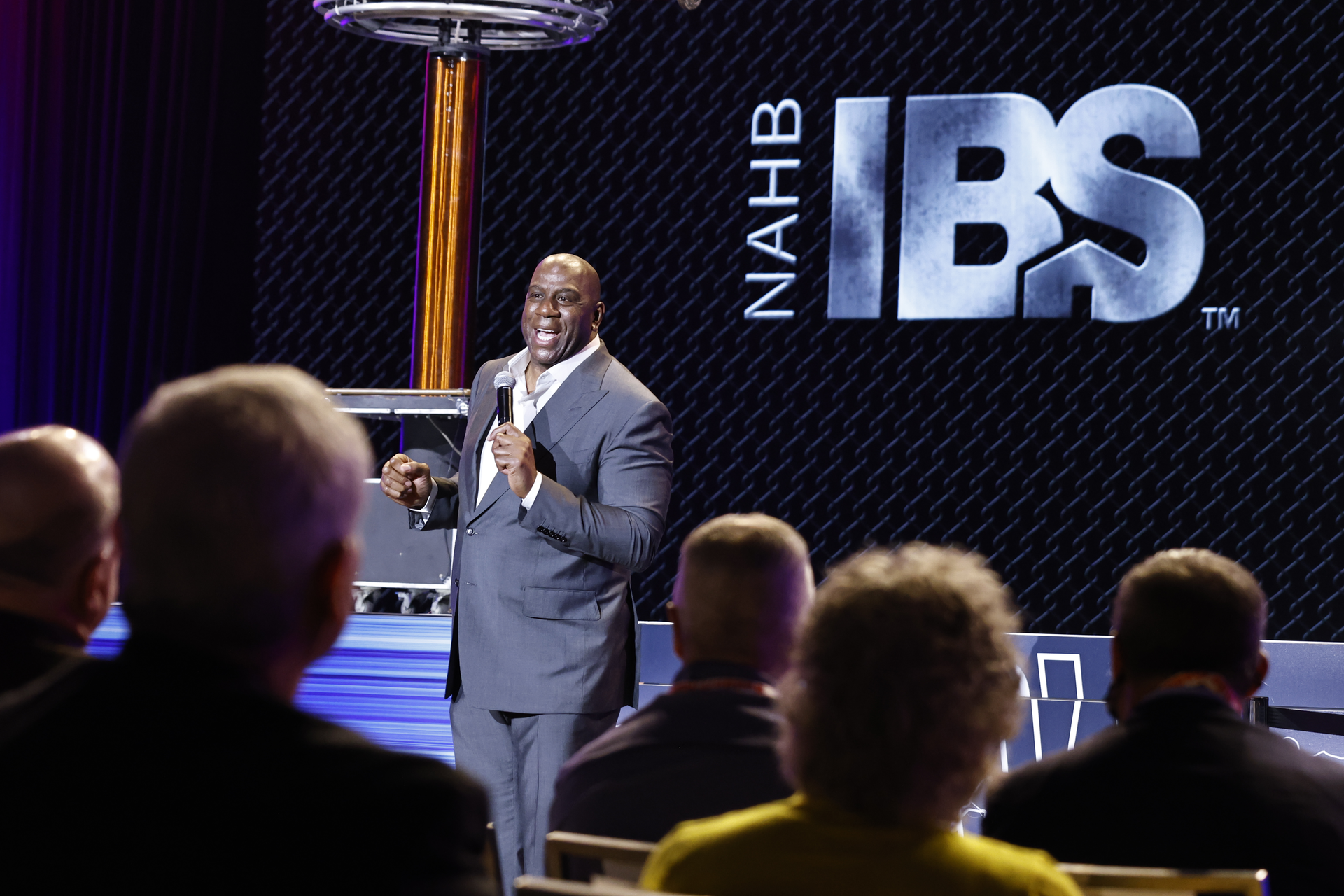 NBA legend Magic Johnson delivers the keynote speech at the 2022 International Builders' Show.