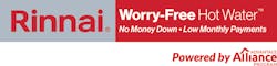 Rinnai Worry Free Hot Water Program no Money Down stacked logo Rinnai Worry Free Hot Water Program no Money Down stacked logo