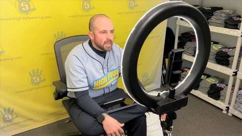 High 5 owner, Levi Torres, joins a video chat to help diagnose a plumbing problem.