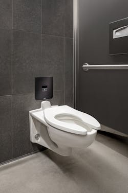 Sloan CX Flushometers in graphite finish offer a touch-free solution with a concealed flushometer design. Sloan CX Flushometers in graphite finish offer a touch-free solution with a concealed flushometer design.