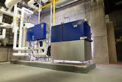 The cogeneration system in the mechanical room at Finger Lakes Community College. The cogeneration system in the mechanical room at Finger Lakes Community College.