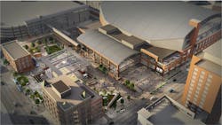 A rendering of the renovated Gainbridge Fieldhouse. A rendering of the renovated Gainbridge Fieldhouse.