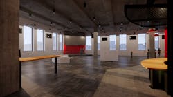 An artist's rendering of the Red Hawk Beehive, a collaboration space at Milwaukee's new Chicago office. An artist's rendering of the Red Hawk Beehive, a collaboration space at Milwaukee's new Chicago office.