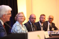 Julius Ballanco (far left) offers his insights during a panel discussion while (left to right) Dr. Janet Stout, James Dipping, Christoph Lohr and Matt Freije look on.