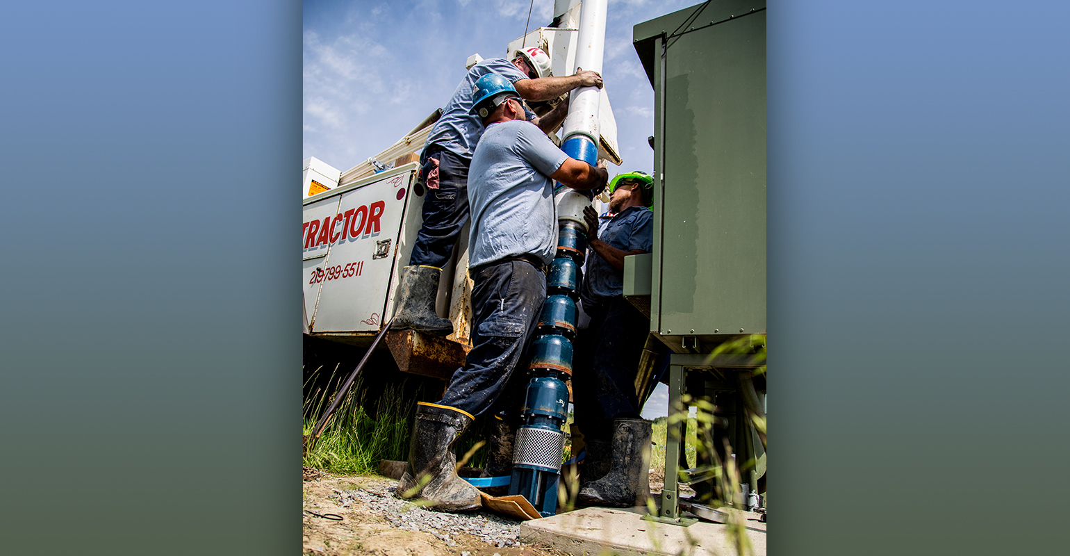 A permanent magnet motor well pump replacement.