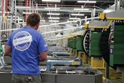 A worker on the factory floor at Uponor's PEX production facility. A worker on the factory floor at Uponor's PEX production facility.