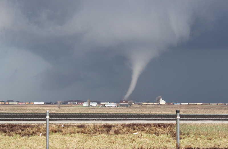 A small cone tornado does damage in Illinois. This tornado would later impact the town of Fairdale.