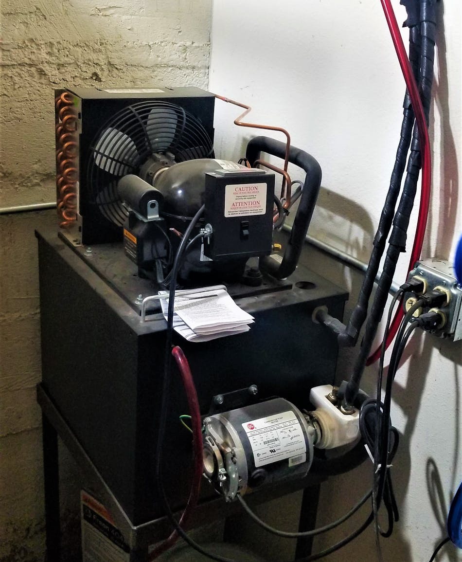 The chiller pump and thermostat.