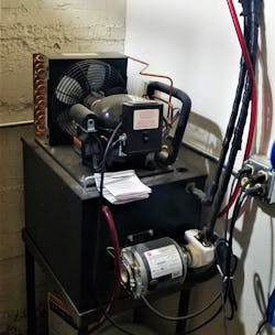 The chiller pump and thermostat. The chiller pump and thermostat.