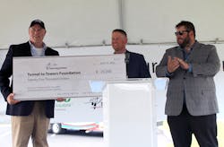 From left to right, Tunnel to Towers Foundation representative Andrew McClure receives a check for $25,000 from Taco Comfort Solutions’ Benjamin White, Manager, Supply Chain, and John White, III, Sr. Vice President, OEM Sales. From left to right, Tunnel to Towers Foundation representative Andrew McClure receives a check for $25,000 from Taco Comfort Solutions’ Benjamin White, Manager, Supply Chain, and John White, III, Sr. Vice President, OEM Sales.