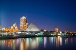Milwaukee skyline at twilight. Milwaukee skyline at twilight.