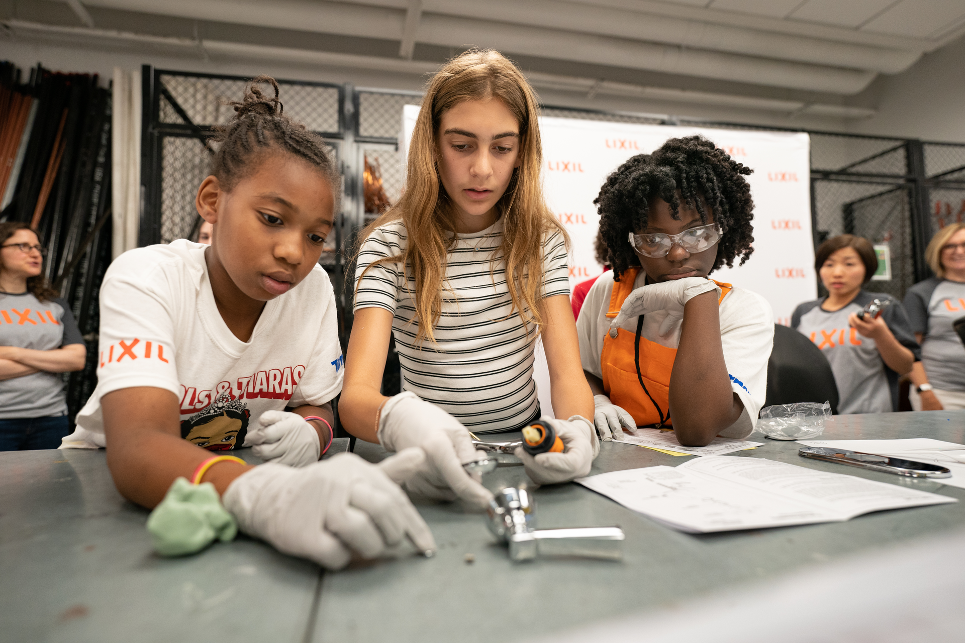 Girls participating in the Tools & Tiaras workshop in NYC.