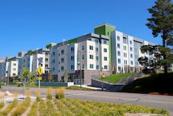 Utah Valley University's new student residence buildings. In all, six 1,500,000 BTU units (iQ1501) were installed, together with four 1,000,000 BTU units (iQ1001), and two 750,000 BTU units (iQ751), for a total capacity of 14,500,000 BTU/hour. Utah Valley University's new student residence buildings. In all, six 1,500,000 BTU units (iQ1501) were installed, together with four 1,000,000 BTU units (iQ1001), and two 750,000 BTU units (iQ751), for a total capacity of 14,500,000 BTU/hour.
