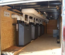 Weil-McLain SlimFit boiler units housed in the second mobile trailer developed at the University of Virginia. Weil-McLain SlimFit boiler units housed in the second mobile trailer developed at the University of Virginia.