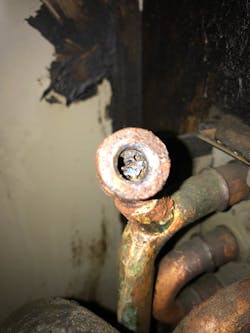 It took a drill bit to clear out this sediment and get air moving again. It took a drill bit to clear out this sediment and get air moving again.