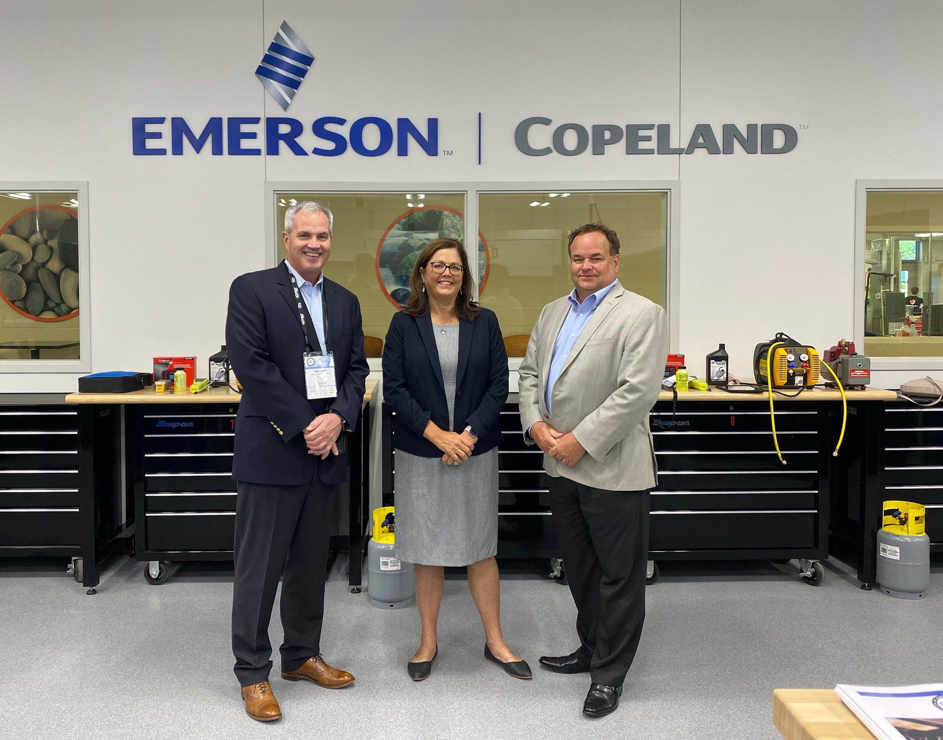 L to R: Tim Ferry, Becky Hoelscher and Denis Hanna of Emerson