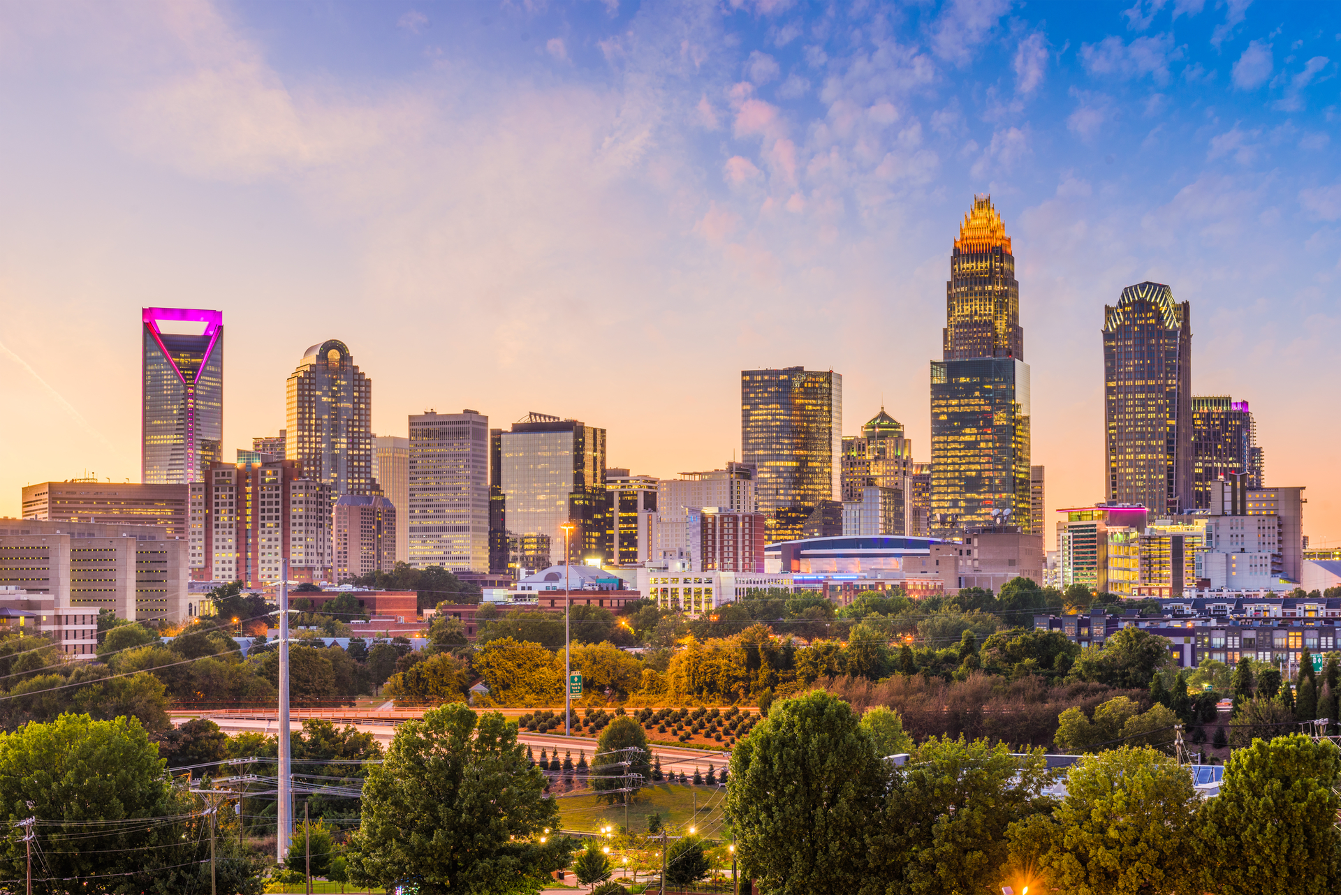 The Charlotte, NC skyline.