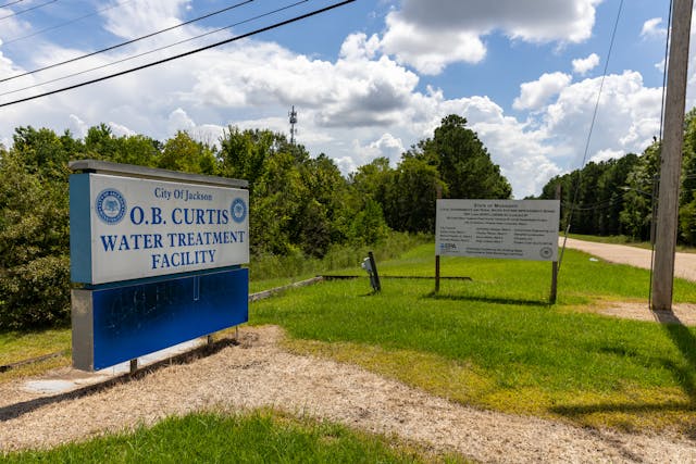 Outside the O. B. Curtis Water Treatment Facility in Jackson, MS.