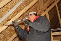 The home incorporates vaulted ceilings on the top floor which gave the installers a bit of trouble when laying out the Uponor AquaSAFE™ fire sprinkler system. The home incorporates vaulted ceilings on the top floor which gave the installers a bit of trouble when laying out the Uponor AquaSAFE™ fire sprinkler system.