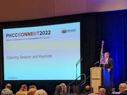 PHCC—National president Joel Long speaks at the opening breakfast. PHCC—National president Joel Long speaks at the opening breakfast.