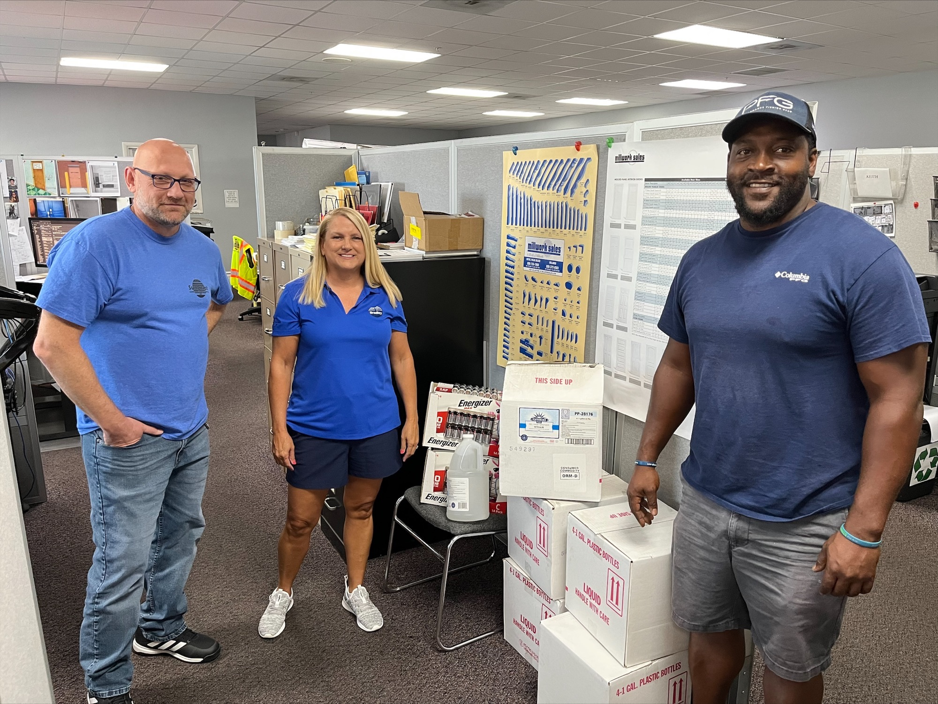 Pictured is Chris Sunkel, Suncoast Supply (left), Karen Lott, Bradley Corp. (center) and Thomas Dupres, Suncoast Supply.