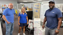 Pictured is Chris Sunkel, Suncoast Supply (left), Karen Lott, Bradley Corp. (center) and Thomas Dupres, Suncoast Supply. Pictured is Chris Sunkel, Suncoast Supply (left), Karen Lott, Bradley Corp. (center) and Thomas Dupres, Suncoast Supply.