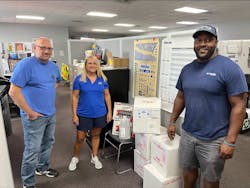 Pictured is Chris Sunkel, Suncoast Supply (left), Karen Lott, Bradley Corp. (center) and Thomas Dupres, Suncoast Supply. Pictured is Chris Sunkel, Suncoast Supply (left), Karen Lott, Bradley Corp. (center) and Thomas Dupres, Suncoast Supply.
