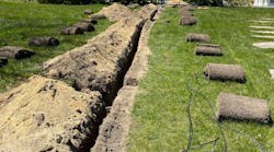 The supply return piping running from the carriage house to the main house. The supply return piping running from the carriage house to the main house.