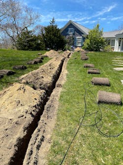 The supply return piping running from the carriage house to the main house. The supply return piping running from the carriage house to the main house.