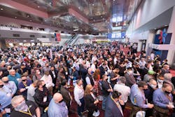 Attendees at the gates of the 2022 AHR Expo in Las Vegas, NV. Attendees at the gates of the 2022 AHR Expo in Las Vegas, NV.