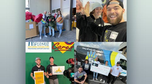 A collage of High 5 team members during some of their High 5 Cares events.