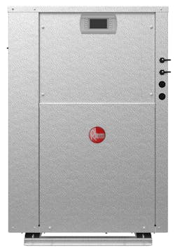 Rheem's commercial heat pump water heater split system. Rheem's commercial heat pump water heater split system.