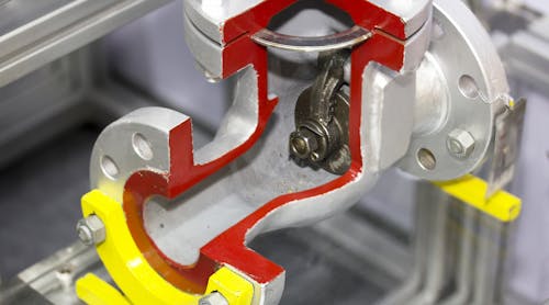 Cut-away detail of a check valve.